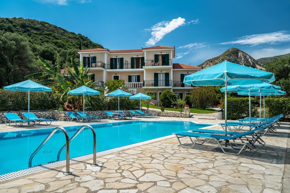 Property building, Living room, Swimming pool
