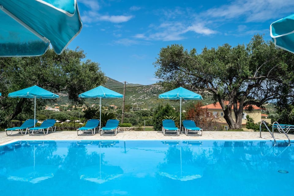 Property building, Living room, Swimming pool