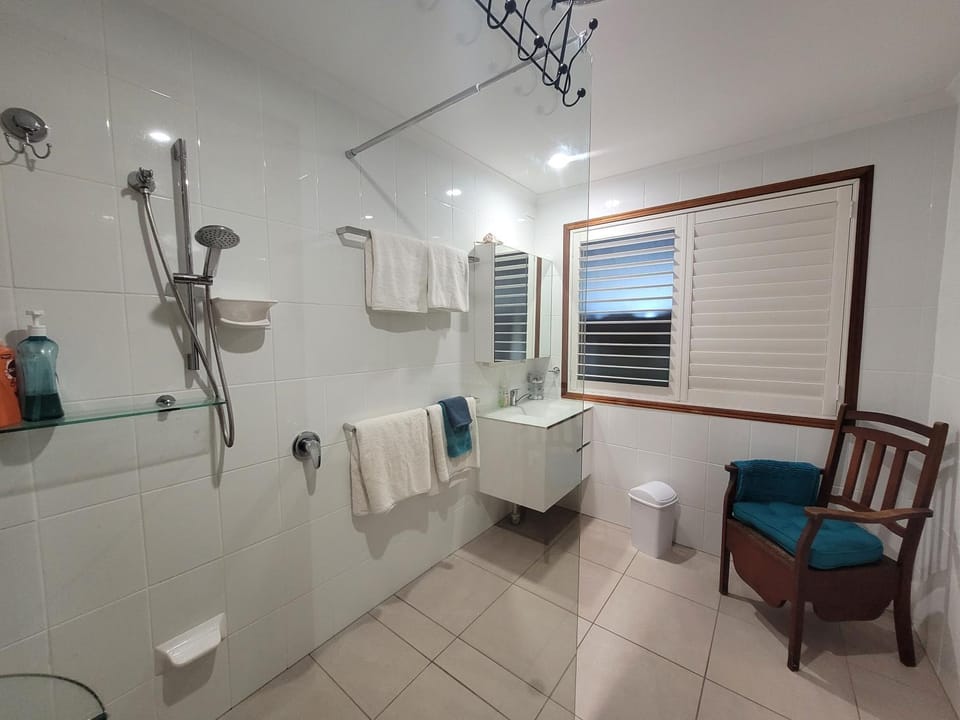 Shower, heating, storage, towels