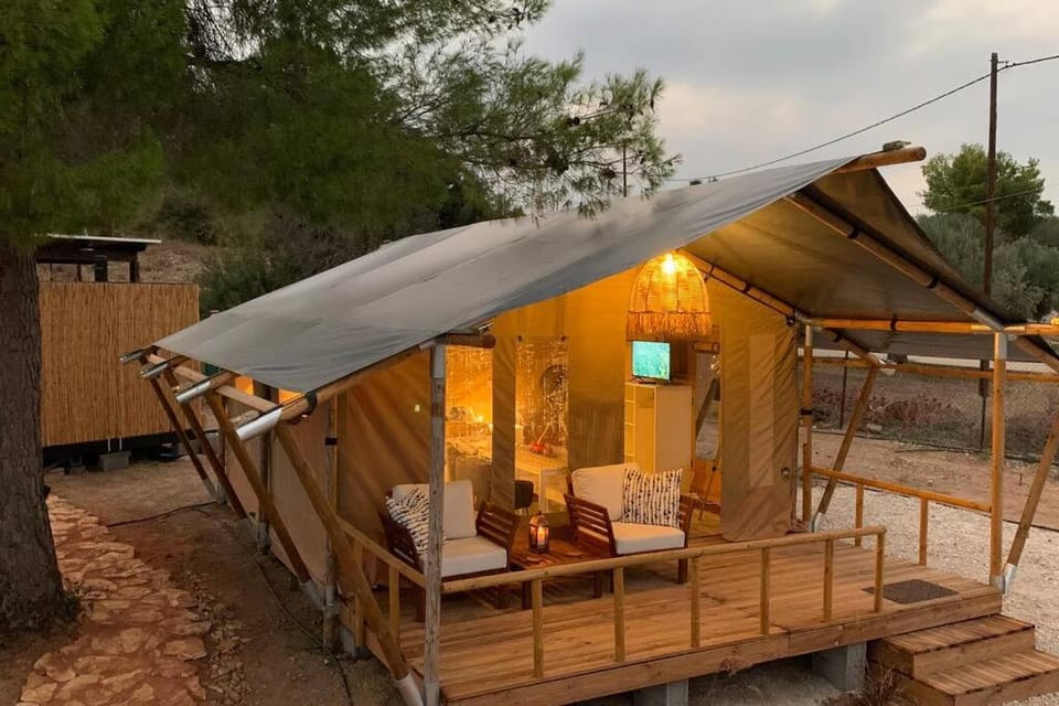 African Safari Canvas Lodge Tent Sea View Luxury tent in Peloponnese Region