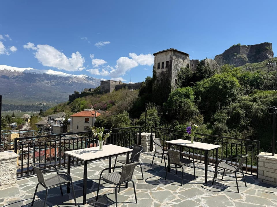 Property building, Patio, Natural landscape, Mountain view