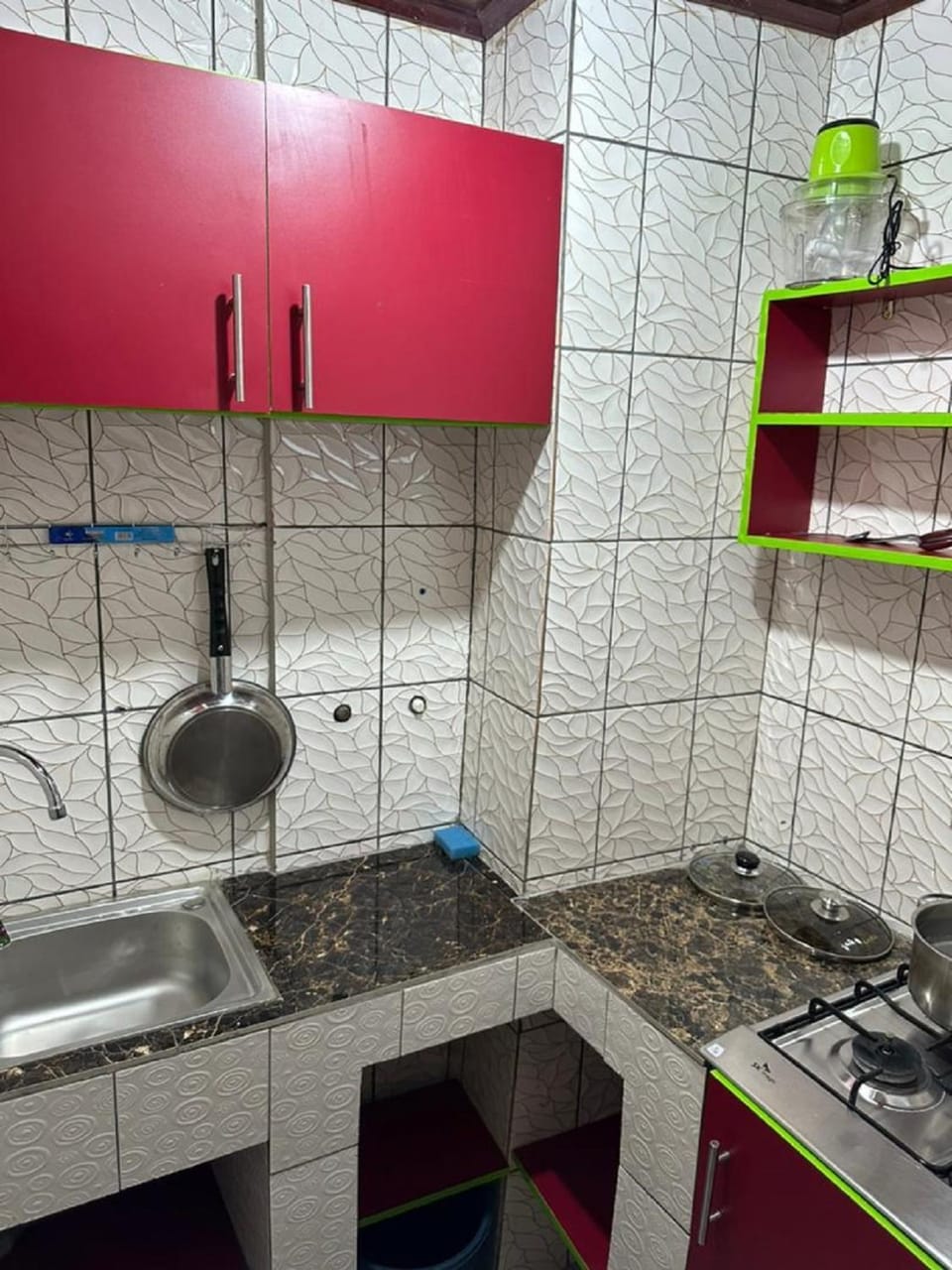 Kitchen or kitchenette, stove