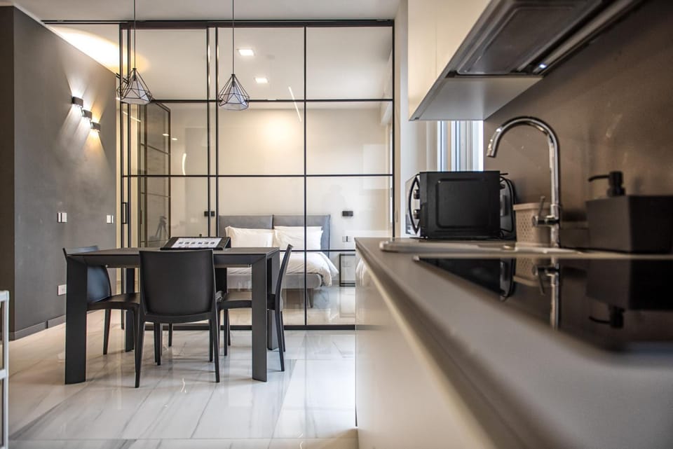 Kitchen or kitchenette, Living room, Dining area
