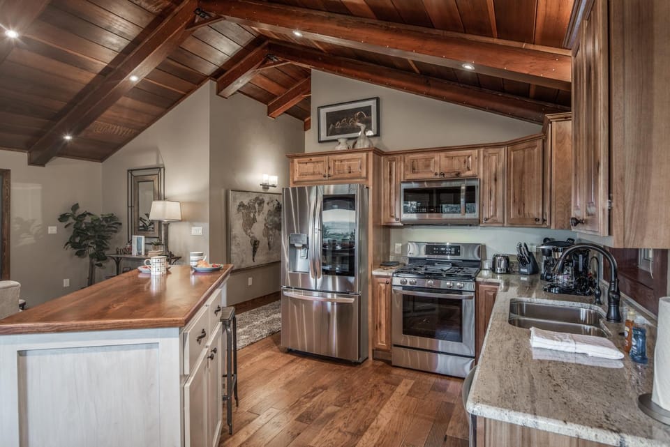 Kitchen or kitchenette, microwave, oven, stove, kitchen