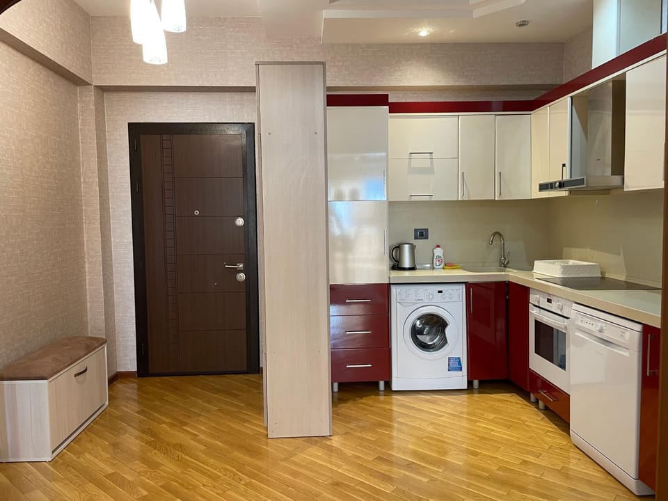 Kitchen or kitchenette, dishwasher, washing machine