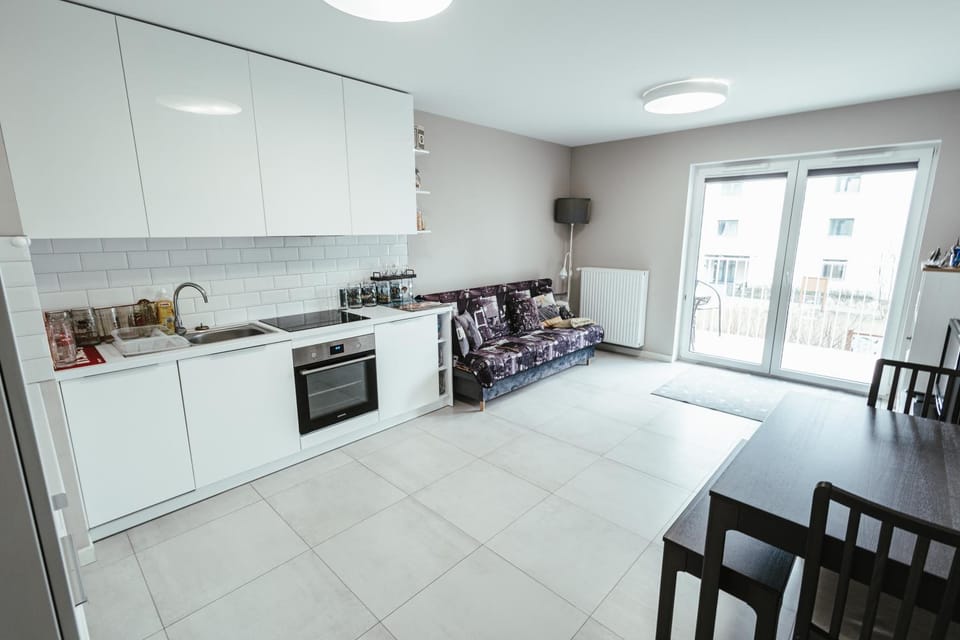Kitchen or kitchenette, Living room, Seating area, dishwasher, oven, stove