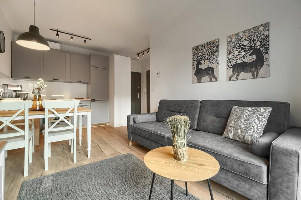 Kitchen or kitchenette, Living room, Seating area, Dining area