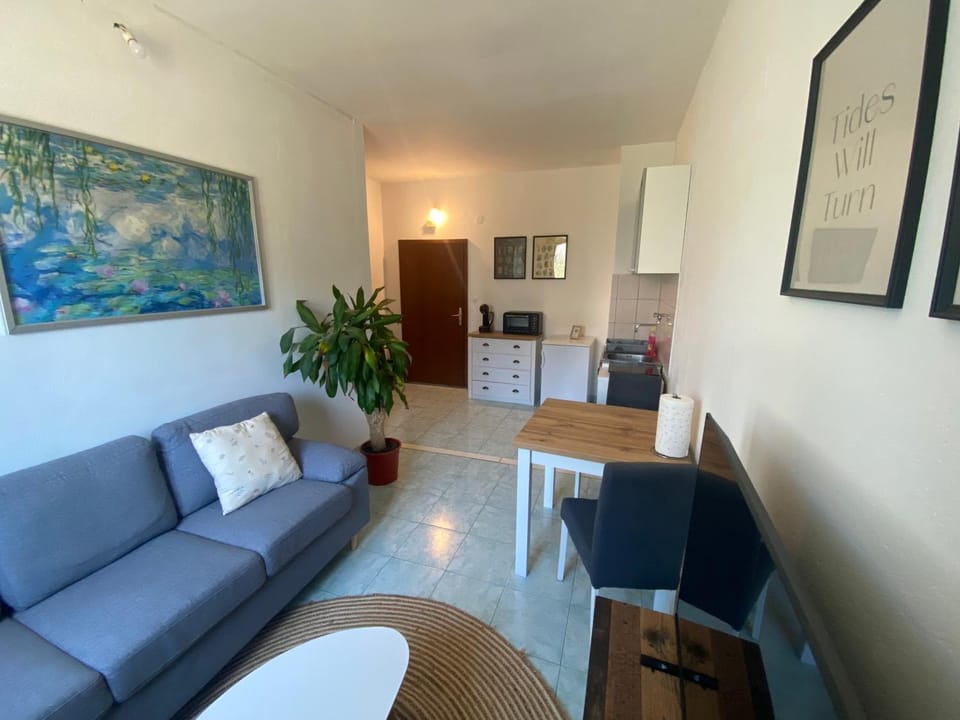 Kitchen or kitchenette, Living room, Seating area, Dining area