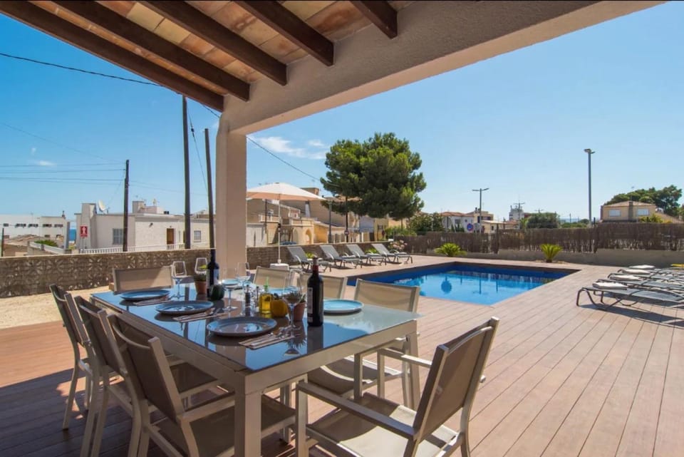 Property building, Living room, Swimming pool