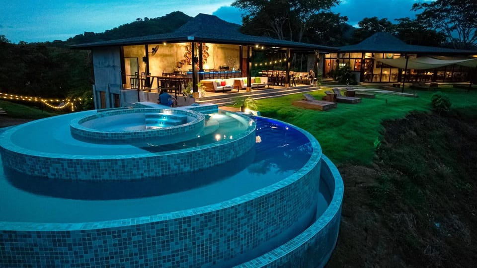 Night, Garden view, Swimming pool
