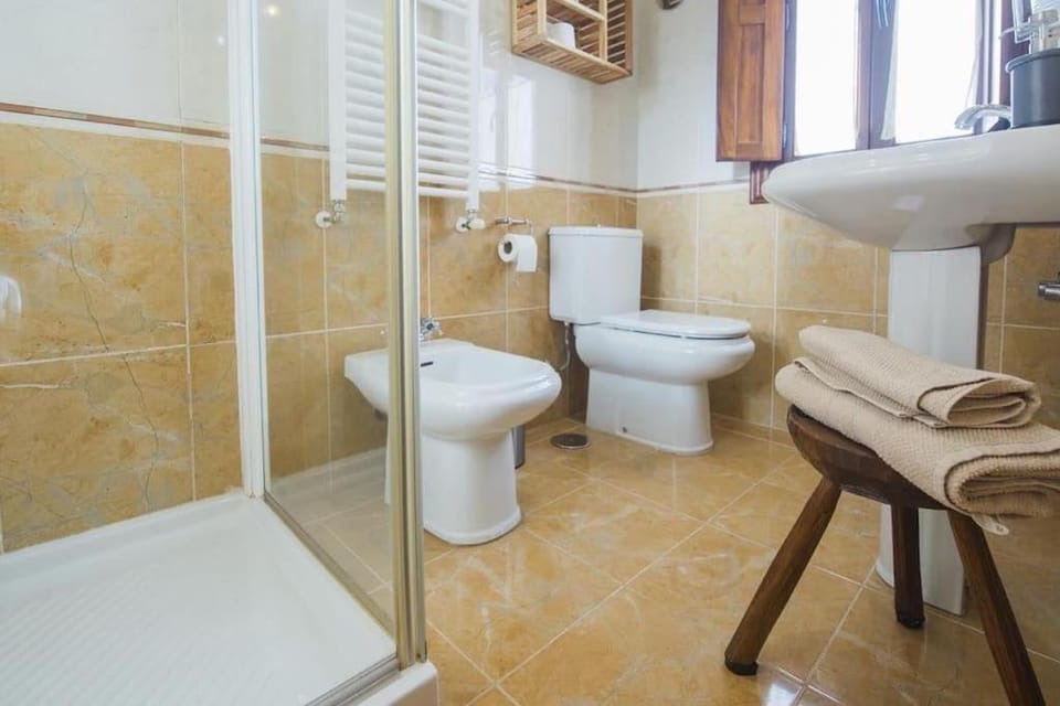 Shower, bidet, towels