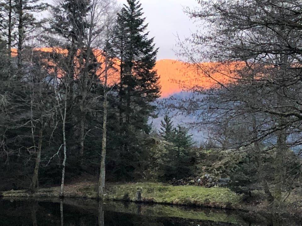 Natural landscape, Lake view, Mountain view, Sunset