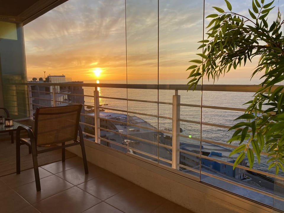 Natural landscape, View (from property/room), Balcony/Terrace, Sea view, Sunset