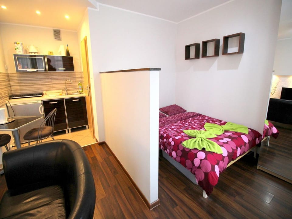 Bed, TV and multimedia, Kitchen or kitchenette, Photo of the whole room, Seating area, Dining area, Bedroom, oven, stove