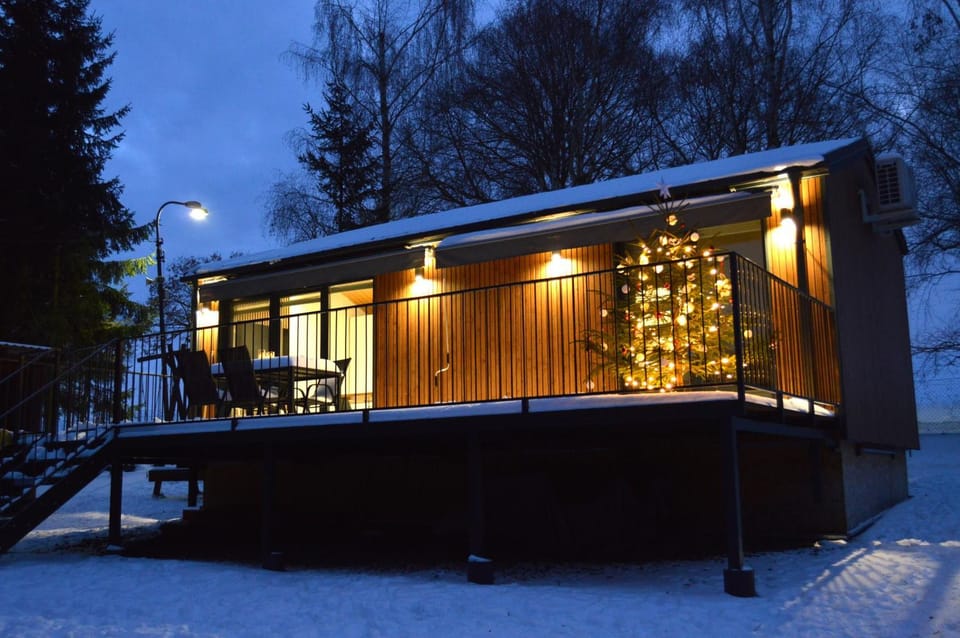 Property building, Night, Winter