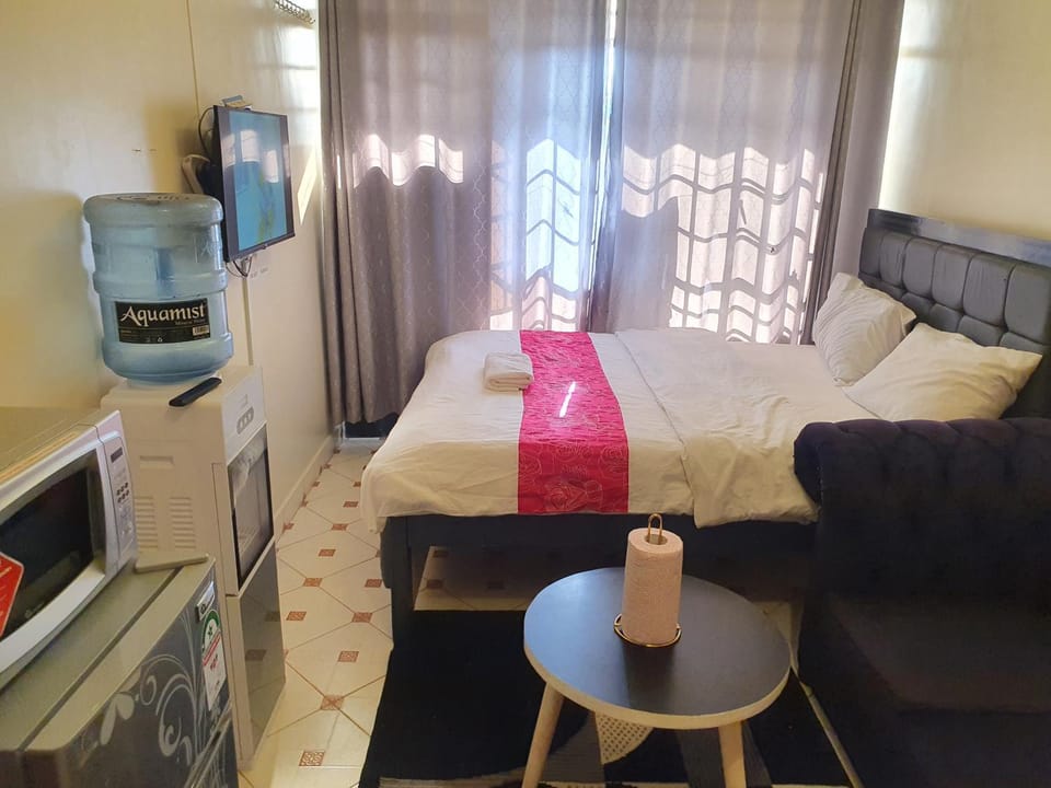 Bed, TV and multimedia, Kitchen or kitchenette, Living room, Photo of the whole room, Seating area, Bedroom, oven