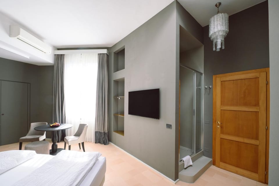 Shower, TV and multimedia, Seating area, Bedroom, air conditioner