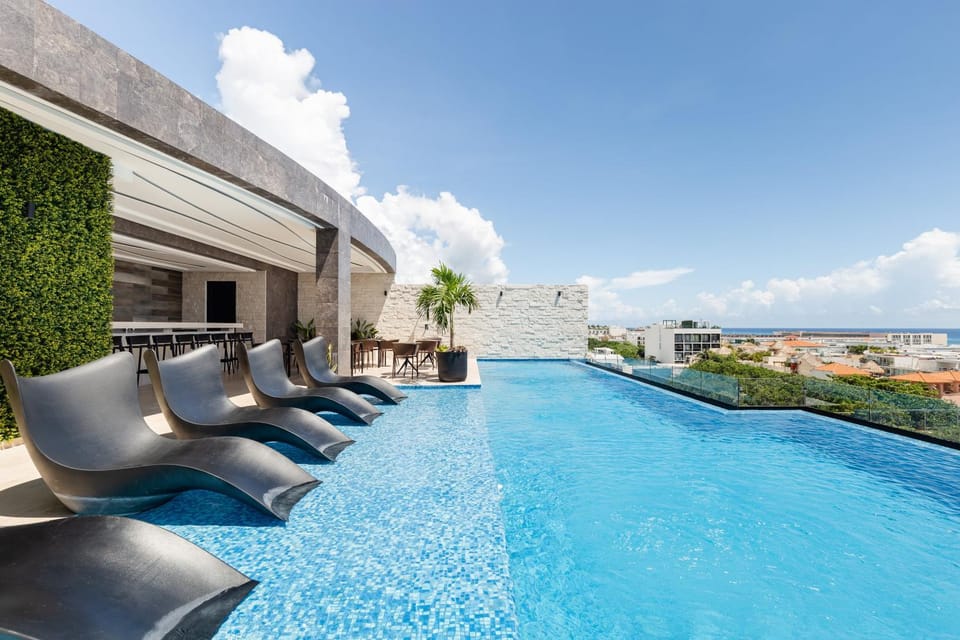 Patio, Day, Natural landscape, View (from property/room), Balcony/Terrace, Living room, Seating area, Pool view, Sea view, Swimming pool, sunbed
