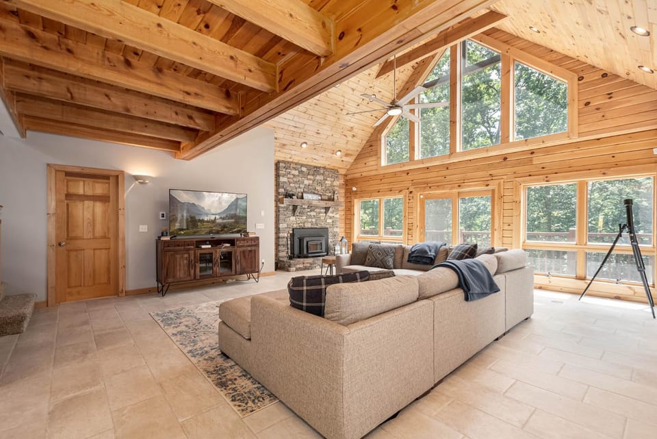 TV and multimedia, Living room, Seating area, Garden view, fireplace, furniture