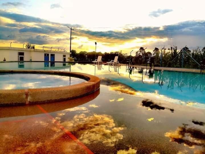 Natural landscape, Swimming pool, Sunset