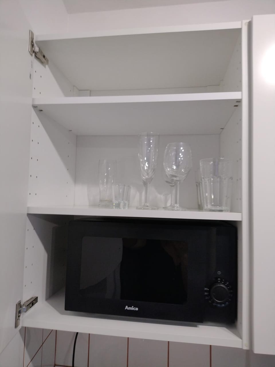 Kitchen or kitchenette, microwave