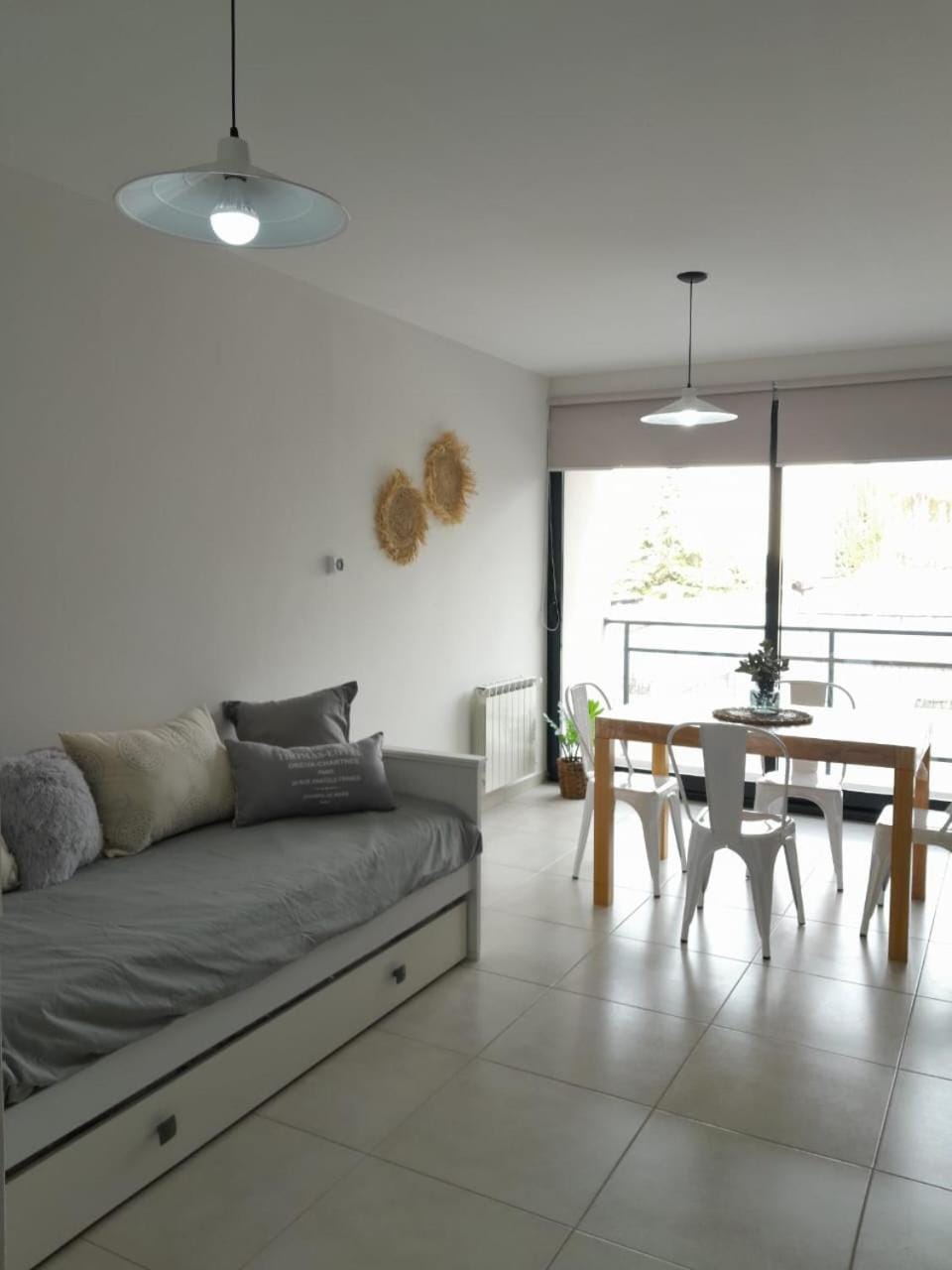 Bed, Living room, Seating area