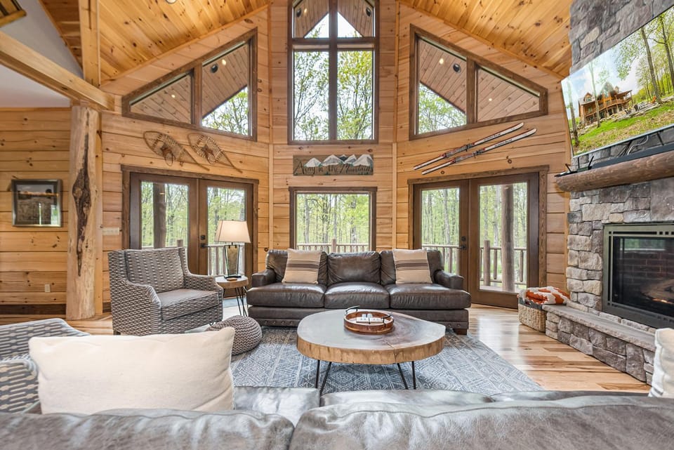 Living room, Seating area, Garden view, fireplace, furniture