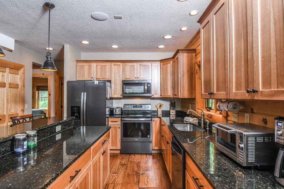 Kitchen or kitchenette, microwave, oven, stove, kitchen