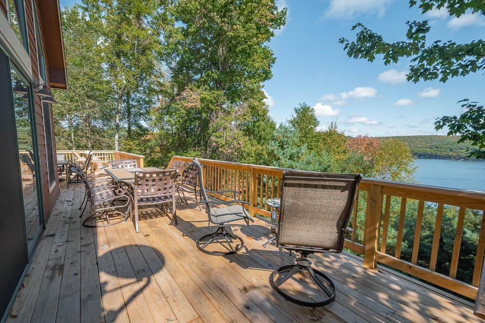 Patio, Natural landscape, Seating area, Lake view