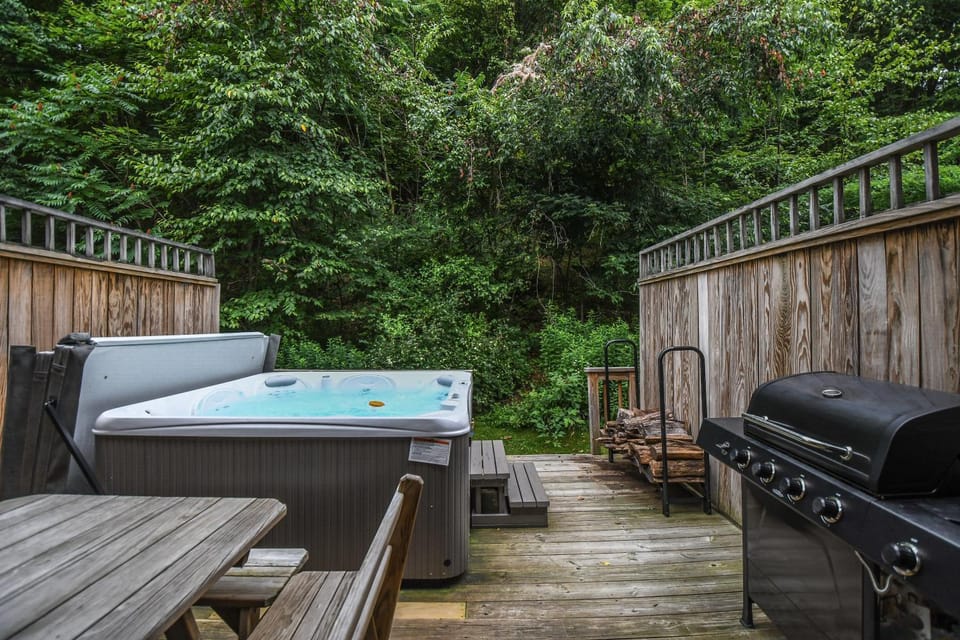 Patio, Natural landscape, BBQ facilities, Hot Tub, Garden view