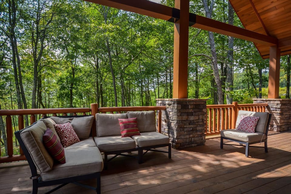 Patio, Seating area, Garden view, fireplace, furniture