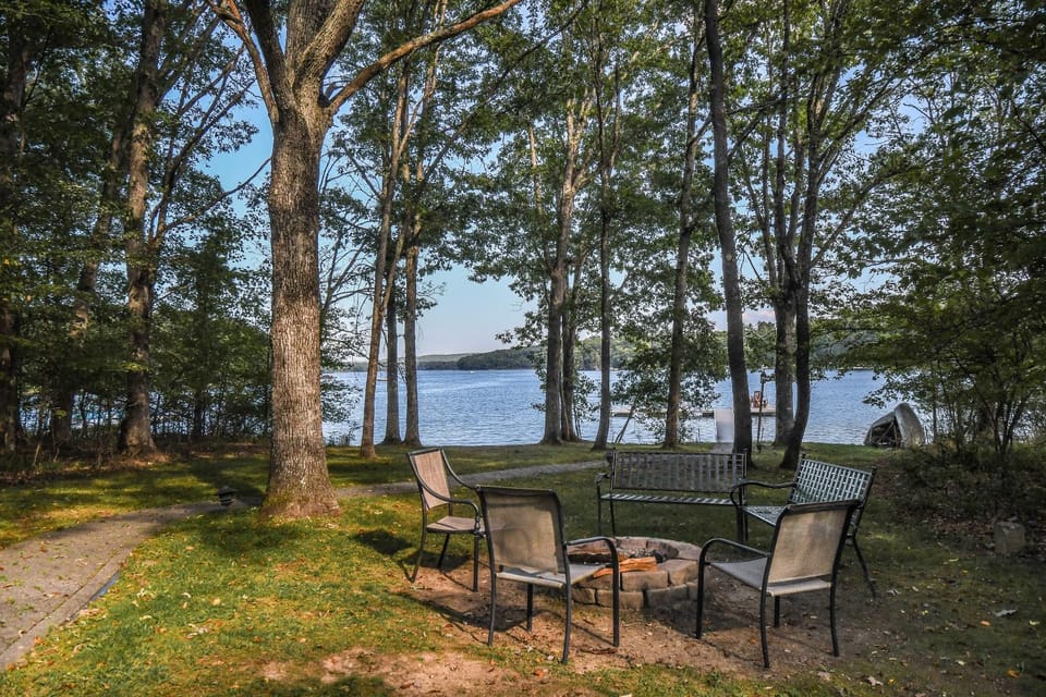 Patio, Natural landscape, Garden, Seating area, Lake view