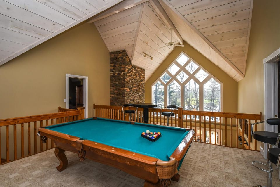 Billiard, Game Room, Living room, Seating area, Garden view, furniture