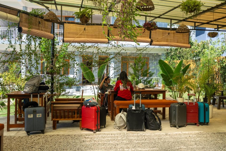 Patio, Seating area, group of guests