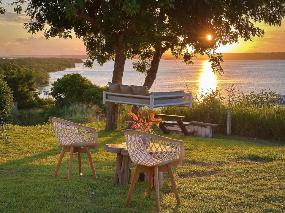 Natural landscape, Garden, Garden view, Sea view, Sunset