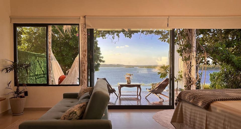 Bed, View (from property/room), Photo of the whole room, Lake view, River view, Sea view