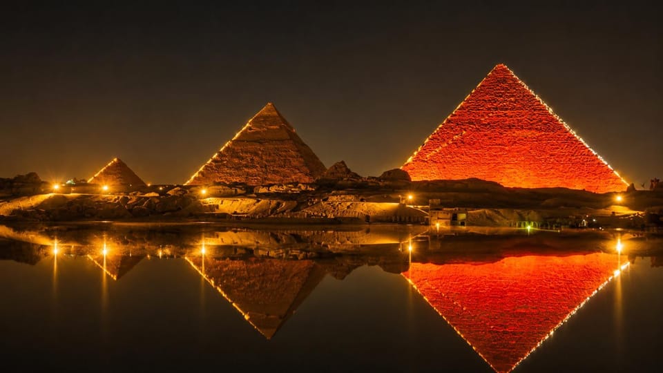 Nearby landmark, Night, Natural landscape