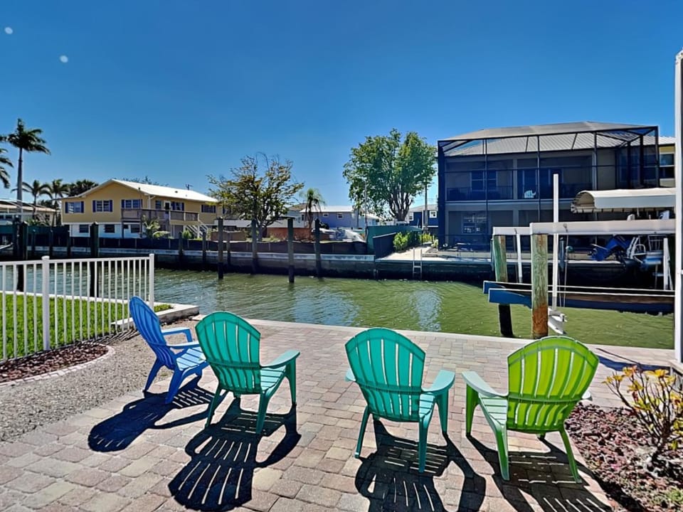 Patio, Natural landscape, Seating area, River view