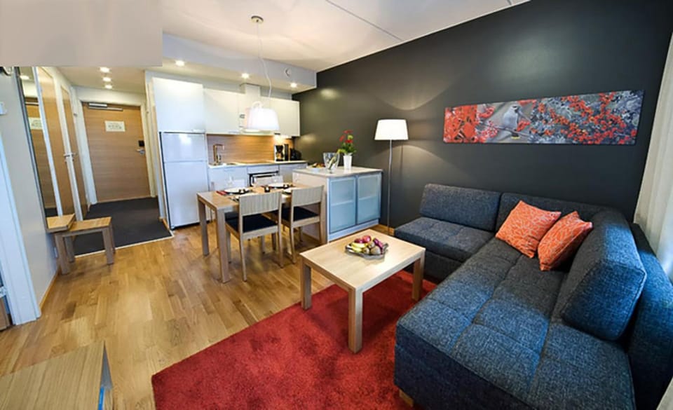 Kitchen or kitchenette, Living room, Dining area