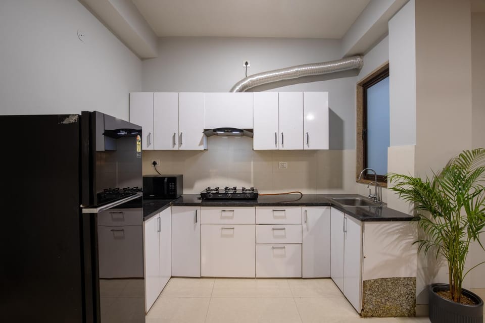 Kitchen or kitchenette, stove