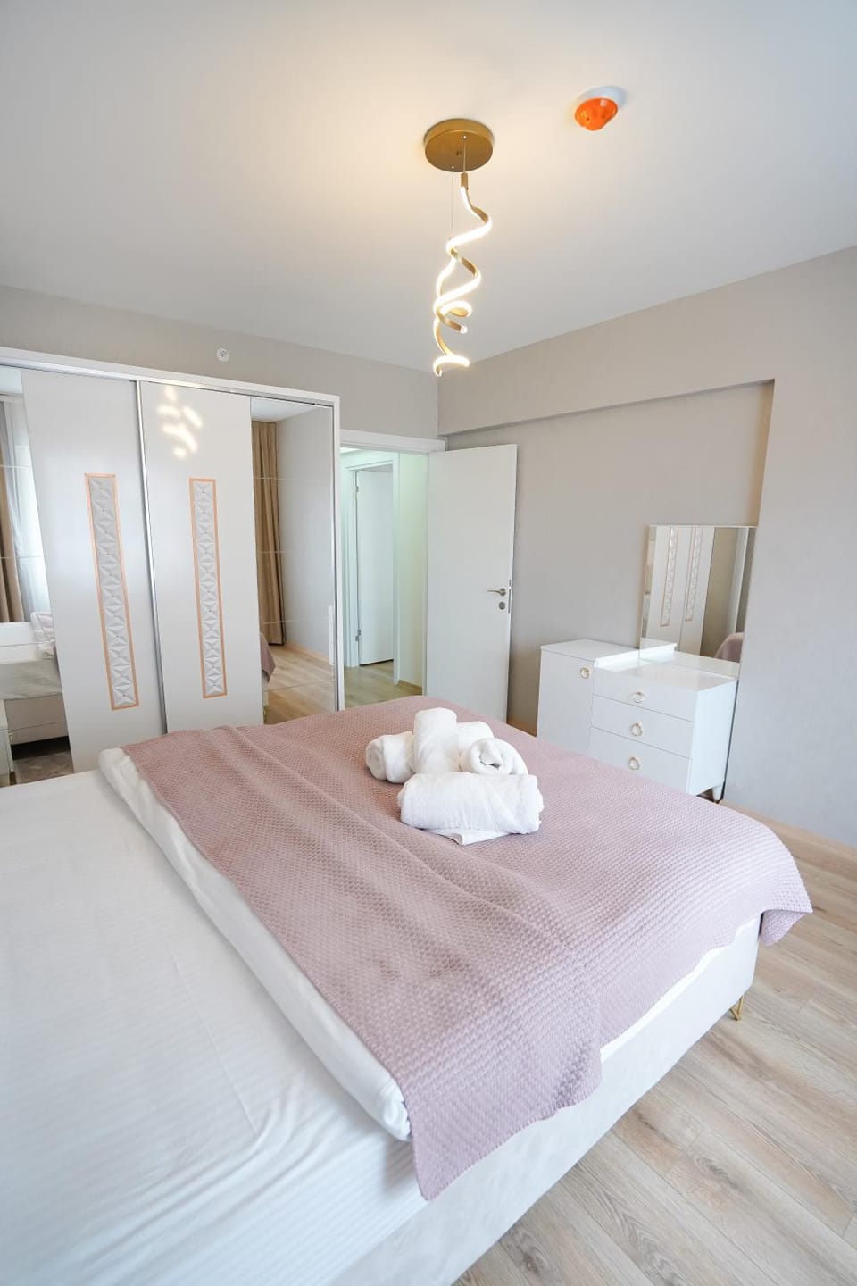 Bed, Photo of the whole room, Bedroom, towels, wardrobe