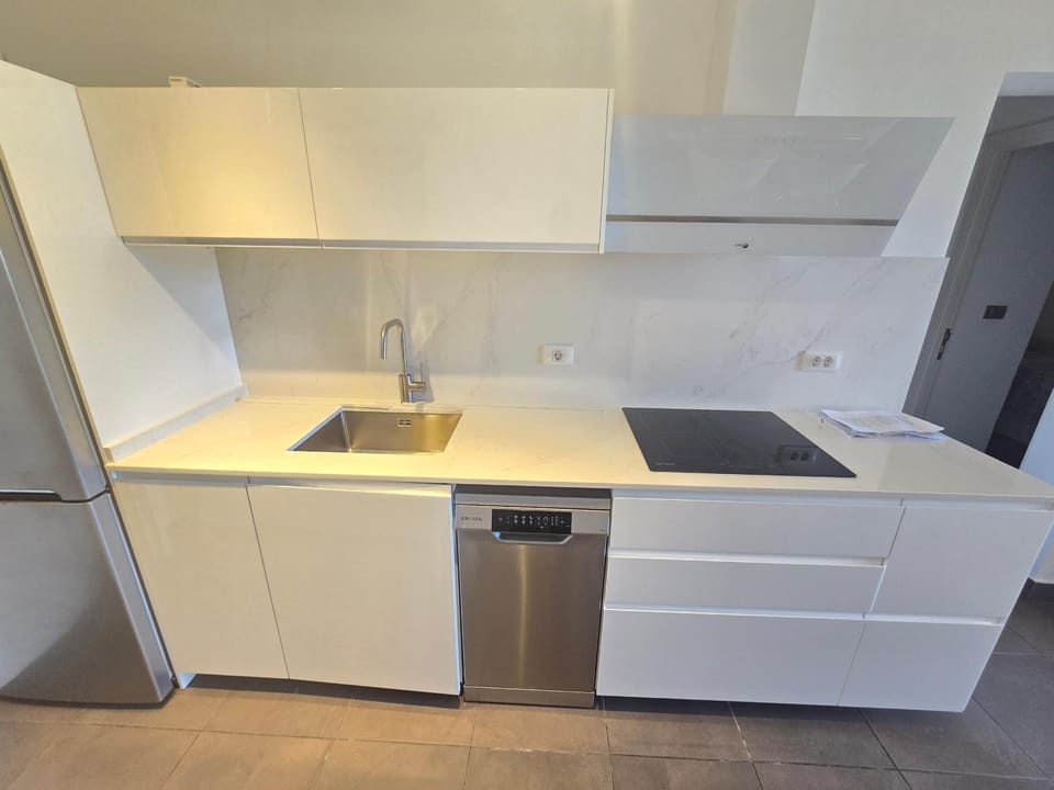 Kitchen or kitchenette, stove