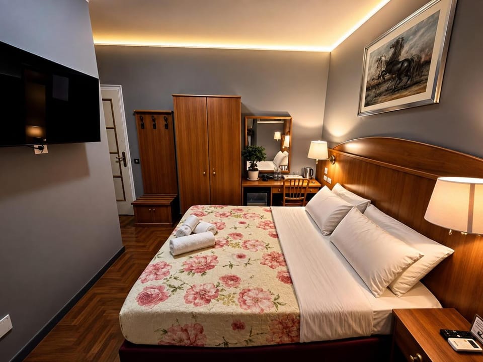 Bed, TV and multimedia, Photo of the whole room, Bedroom, hair dresser, wardrobe