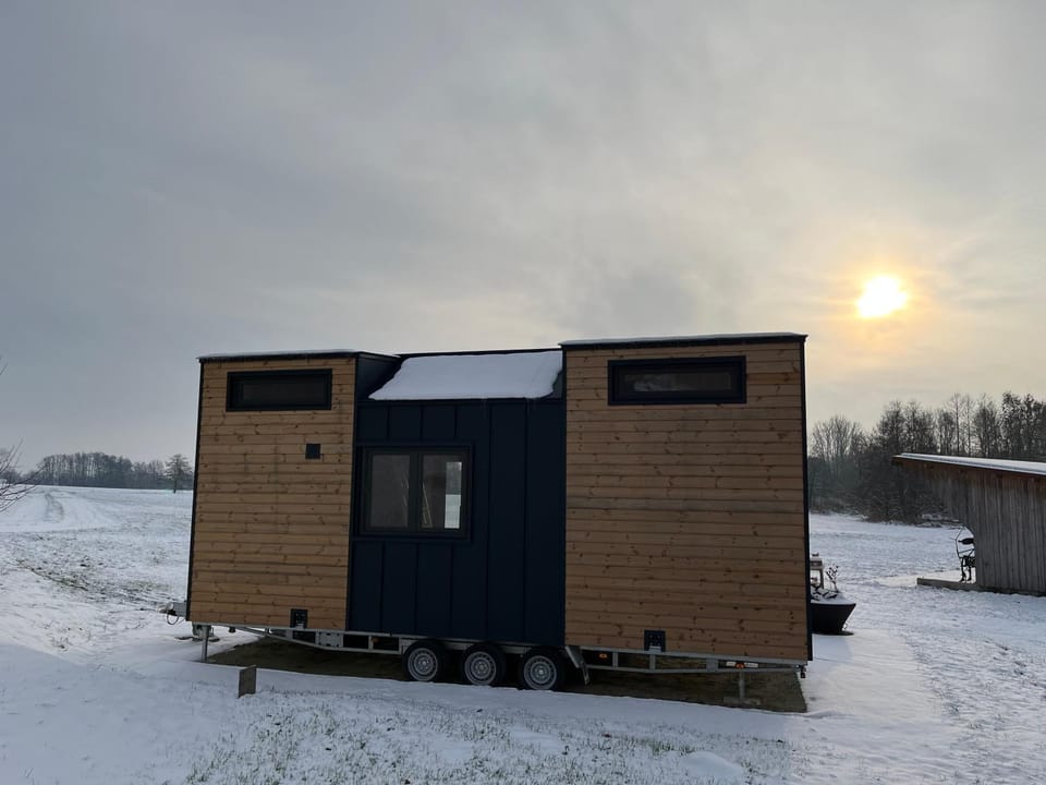Property building, Natural landscape, Winter, View (from property/room), Sunset