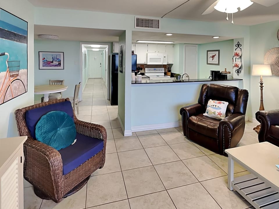Kitchen or kitchenette, Living room, Seating area, furniture, air conditioner