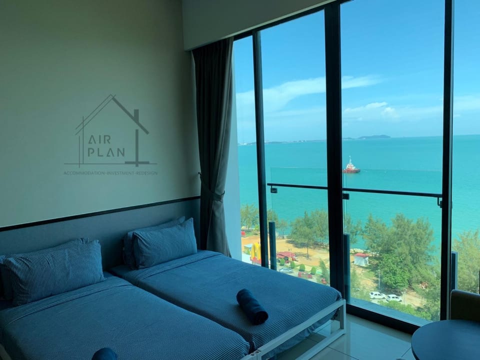 Bed, Living room, Sea view