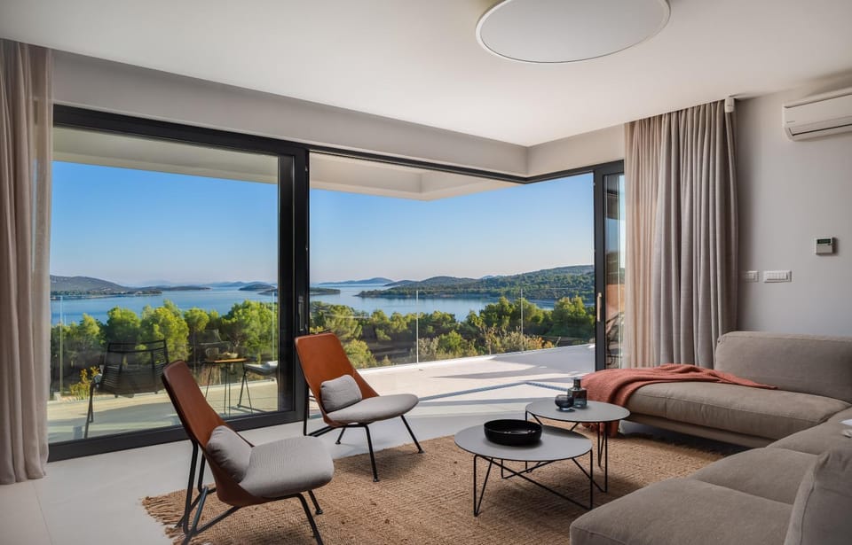 Living room, Seating area, Sea view