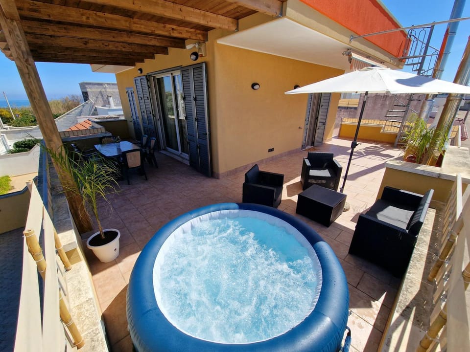 Property building, Patio, Hot Tub, View (from property/room), Balcony/Terrace, Balcony/Terrace, Pool view, Pool view, Sea view, Sea view, Street view, Swimming pool, Open Air Bath