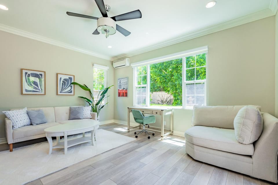 Living room, Seating area, Garden view