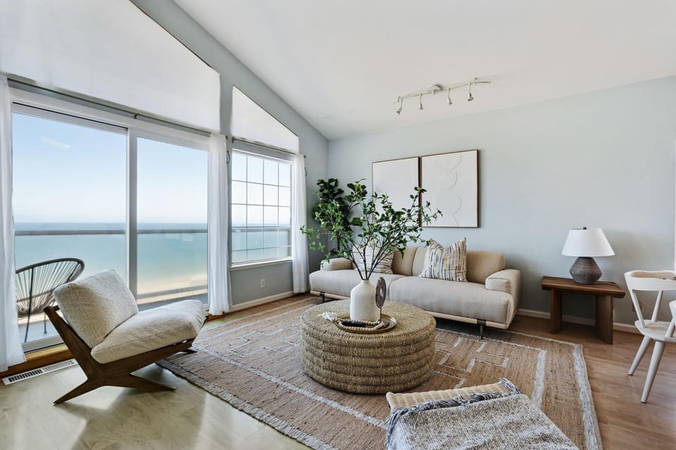 Living room, Seating area, Sea view